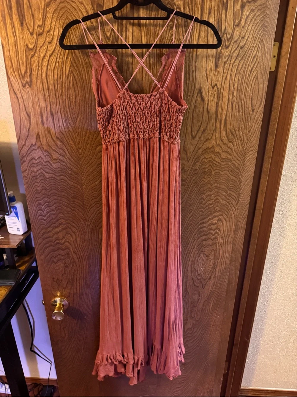 Free People Lace Bodice Maxi Dress in Dusty Coral